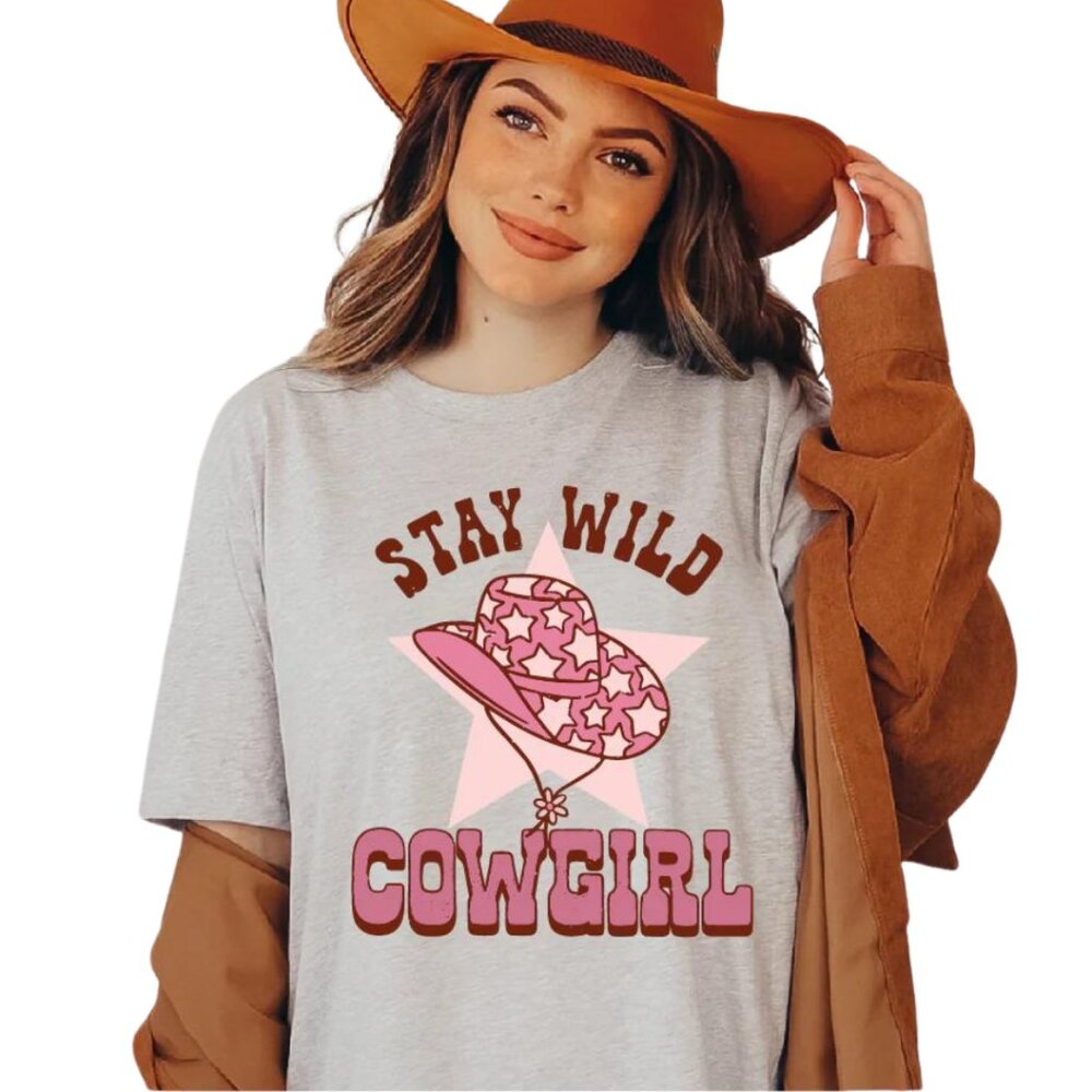 Stay Wild Cowgirl Graphic Print T Shirt Sizes Small to XXXL‎ NWT